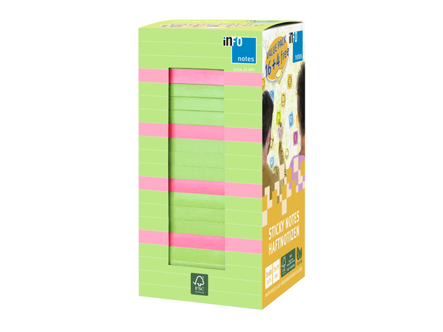 Info Notes 75x75mm voordeelpak 20x 80 briljant groen 4x 80