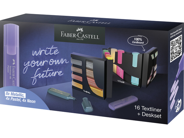 Tekstmarkers FC Deskset 16 kleuren, 4 neon, 4 pastel en 8