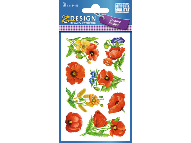 Papieretiket Z-design Crea- tive pakje a 3 vel papaver