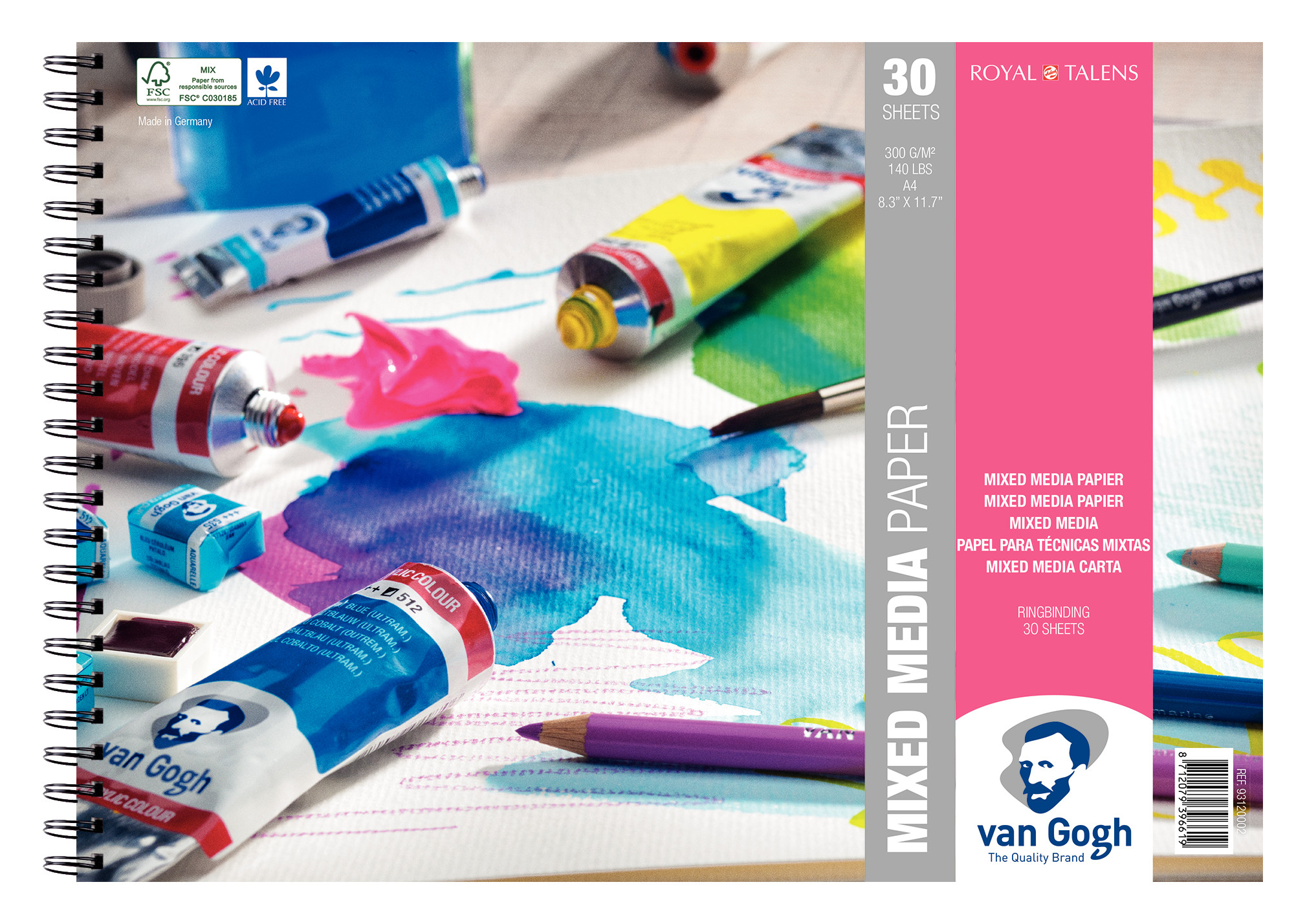 Van Gogh Spiraalgebonden blok met Mix Media-papier 30 vellen 300 g formaat 29,7 x 21 cm (A4)