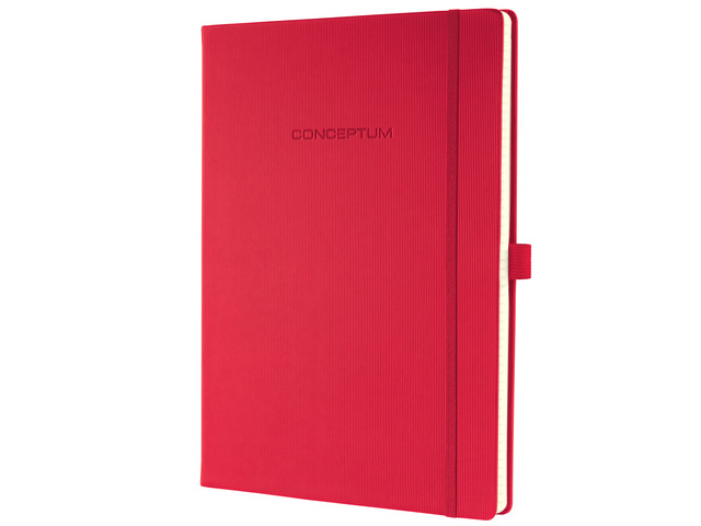 Notitieboek Conceptum Pure A4 rood lijn hardcover 194pag 80g