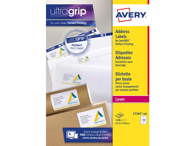 Adresetiket Avery Quick-Peel 63,5x72mm wit doos 100 vel
