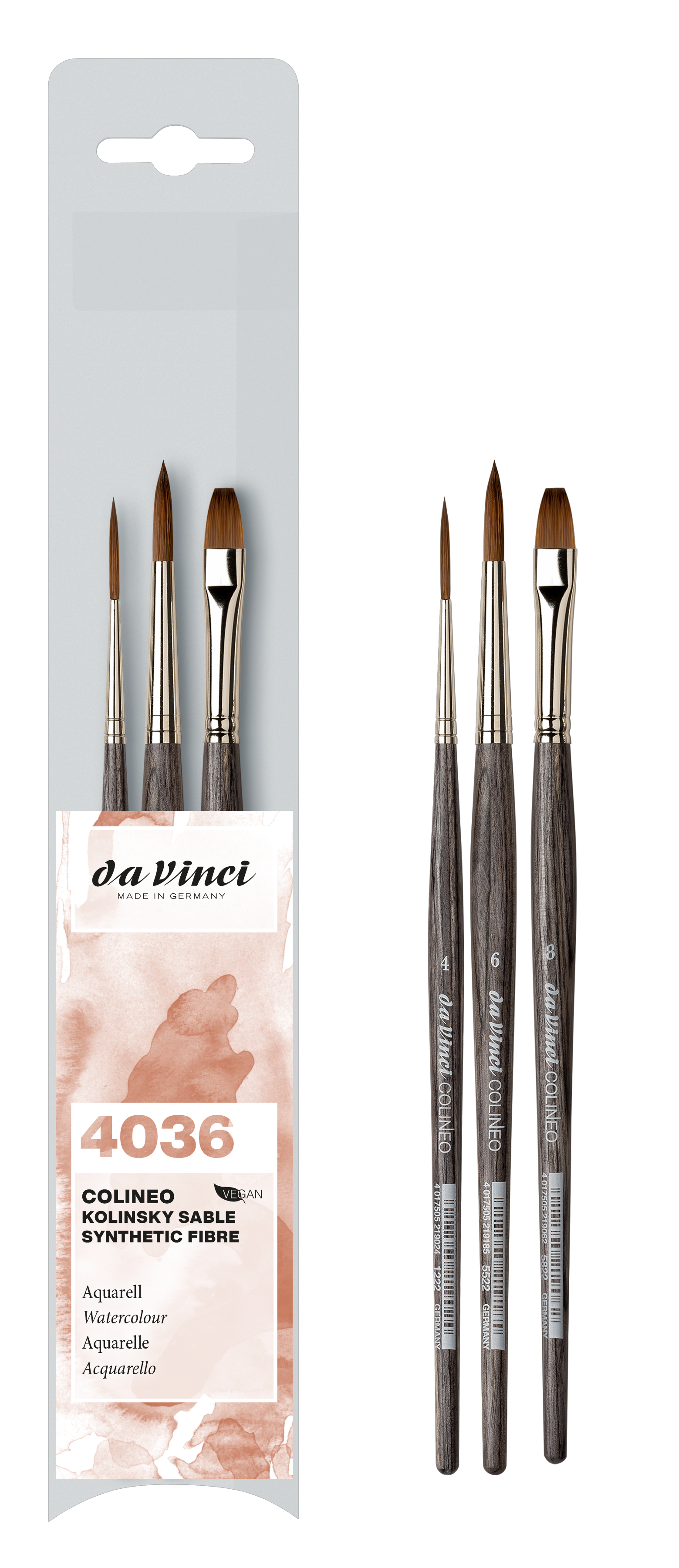 DA VINCI Aquarel Penseel Set 4036 4/6/8