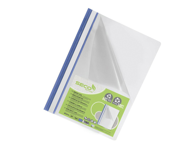 Snelhechtermap Seco A4 blauw 10 stuks biologisch afbreekbaa