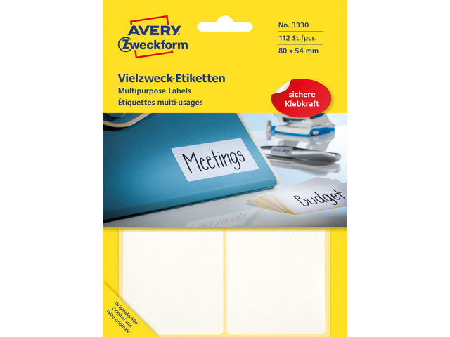 Etiket Zweckform 80x54mm wit pakje a 112 etiketjes
