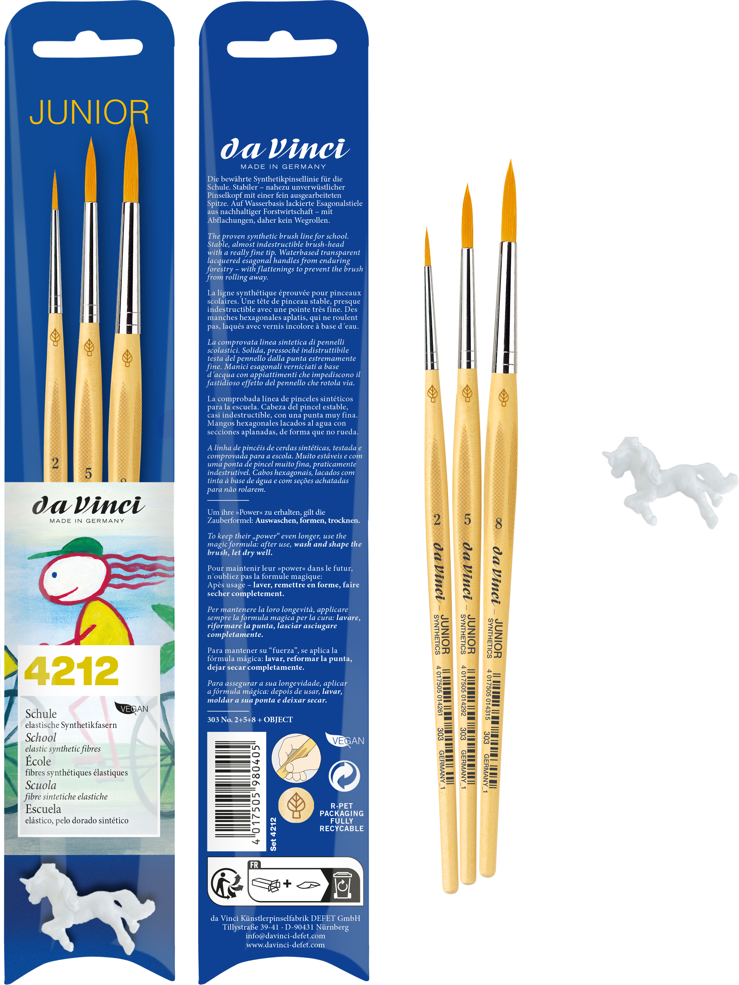 DA VINCI School-Hobby Penseel Set 4212 2/5/8 + Miniatuur