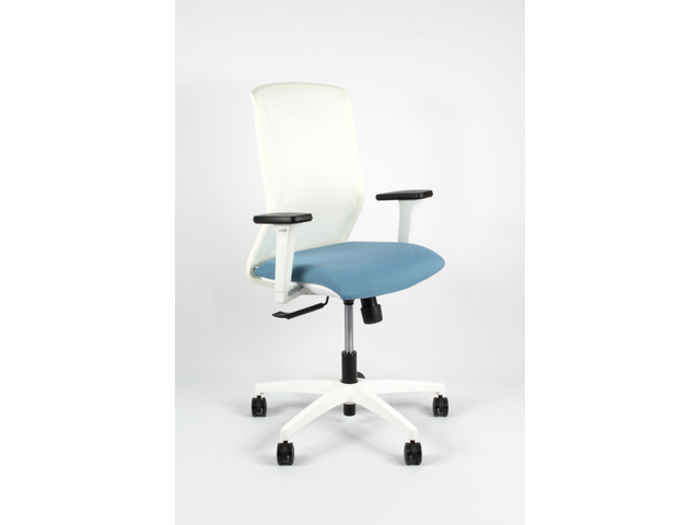Bureaustoel Linea Tekna White 01 l.blauw/wit met 3D