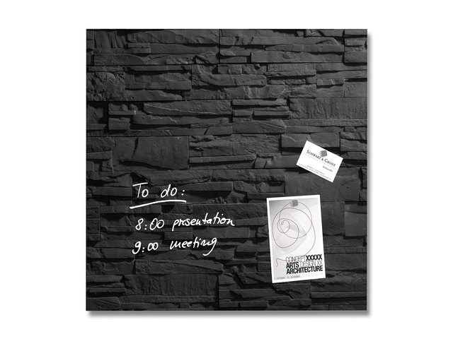 Glasmagneetbord Sigel leisteen design 480x480x15mm 3 magneten