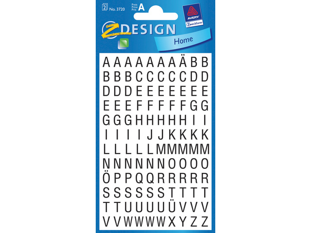 Letteretiket Z-design Home zwart op wit, 2 vel