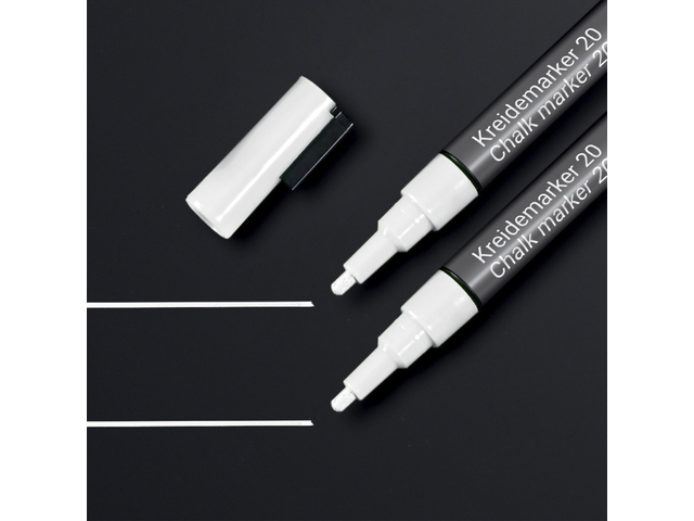 Krijtstift Sigel ronde punt 1-2 mm wit set 2 stuks