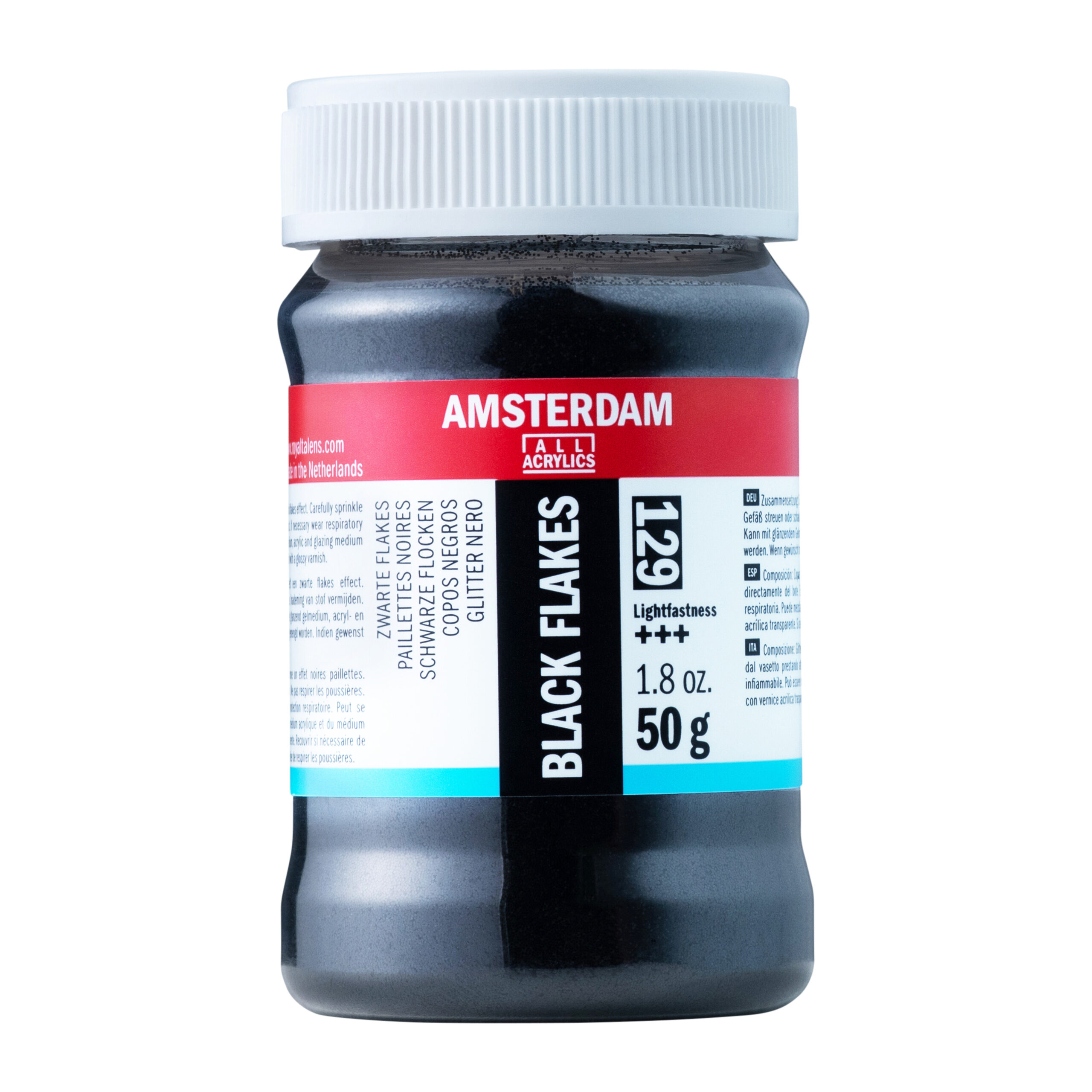 Amsterdam Zwarte glitter flakes 50 G 129 pot 75 ml