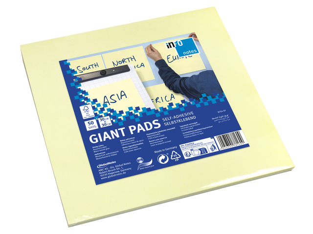 Info notes 300x300mm GiantPad geel blok a 50 vel