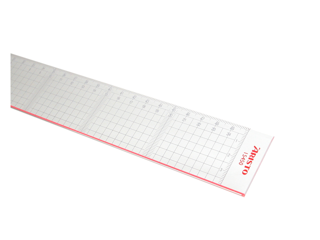 Snijliniaal Aristo 50cm glas met stalen kant plexiglas