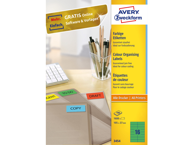 Etiket Avery ILK 105x37mm gr doos 100 vel 16 et. per vel