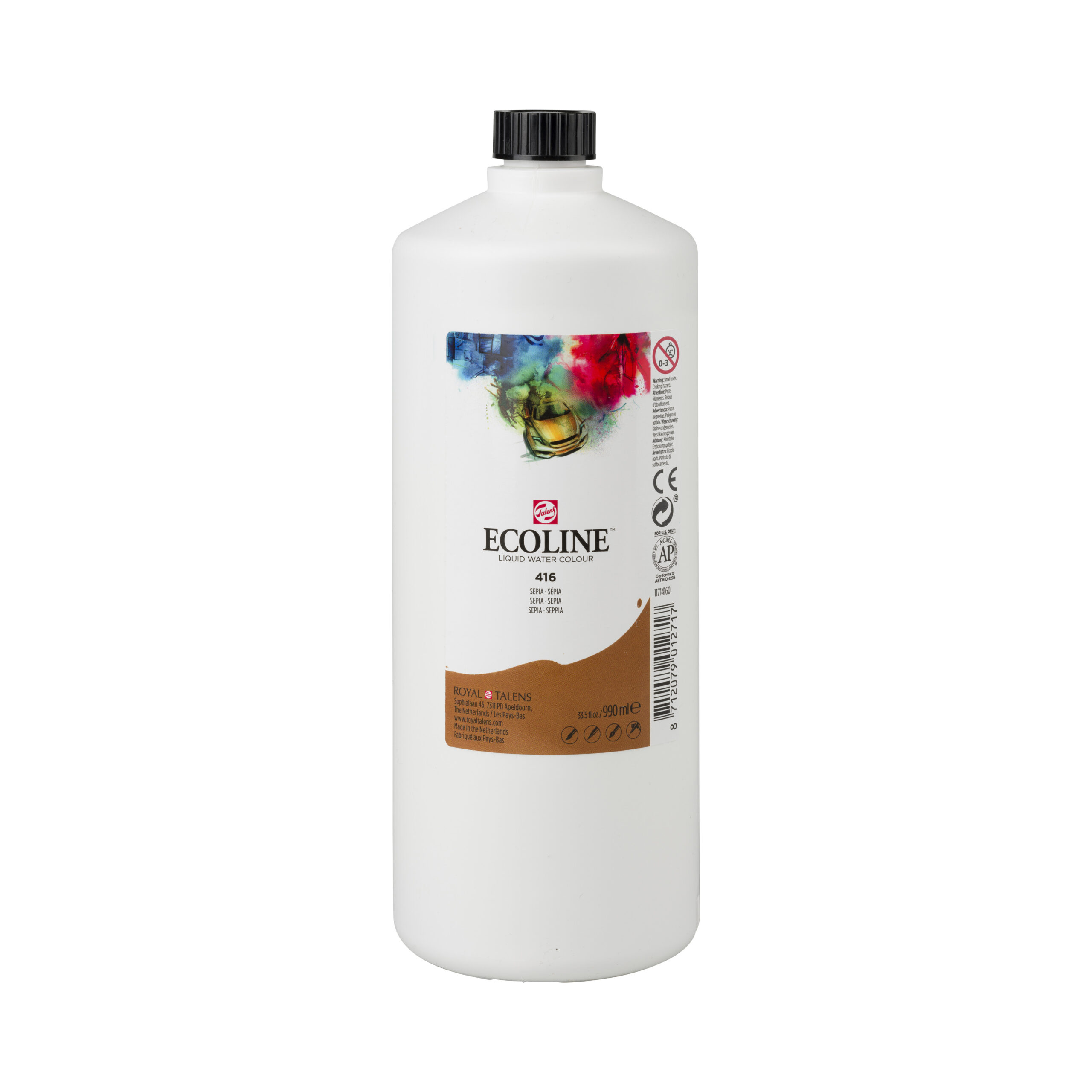 Ecoline Vloeibare Waterverf Fles 990 ml Sepia 416