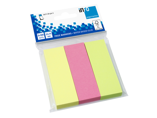 Info Page Markers papier 25x75mm, 3 kleuren