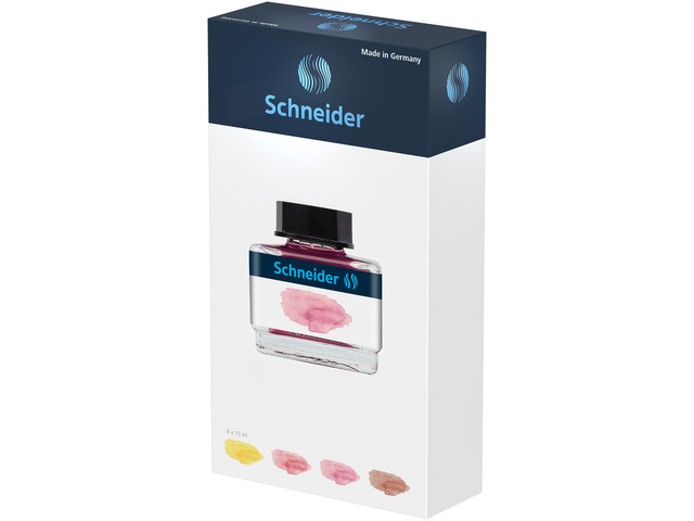 Inktpotje Schneider 15ml pastel Giftbox. 4x inktpotje