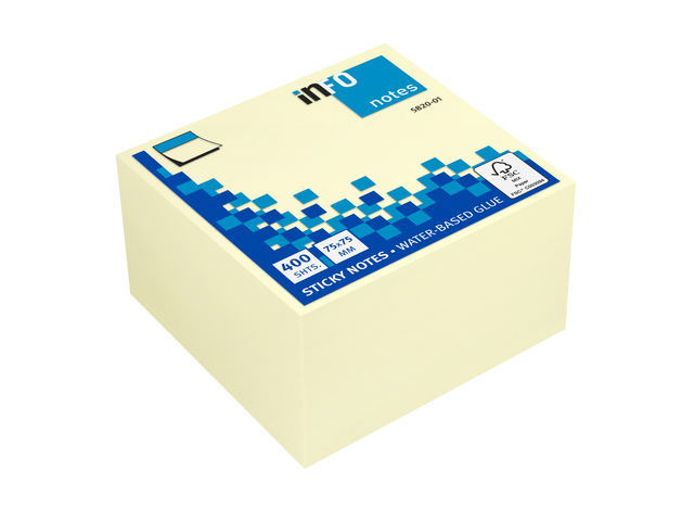 Info notes 75x75mm geel blok a 400 vel