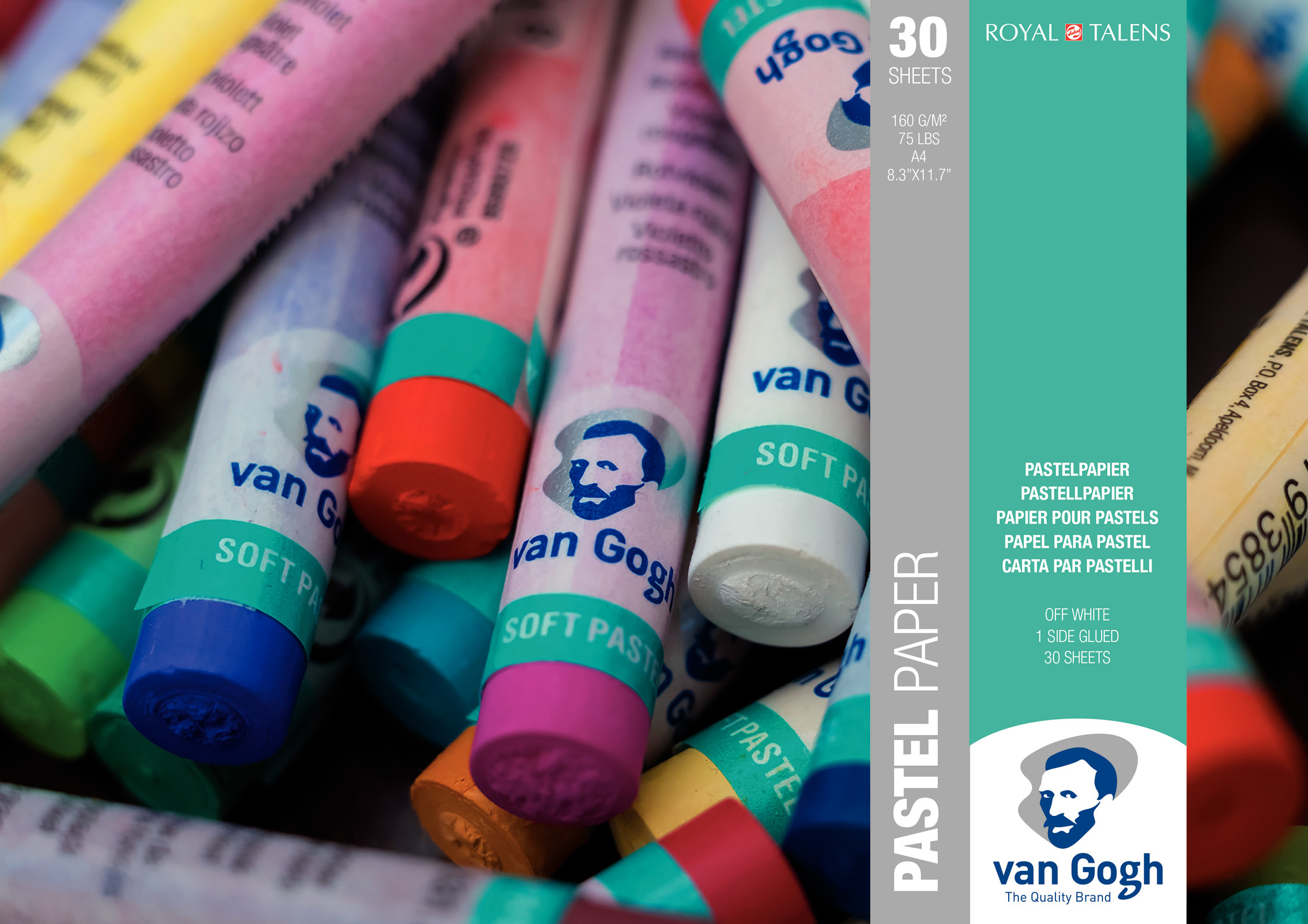 Van Gogh Blok met pastelpapier 30 vellen in gebroken wit 160 g formaat 29,7 x 21 cm (A4)