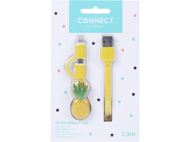 Oplaadkabel 2in1 8pin EN micro USB Ananas