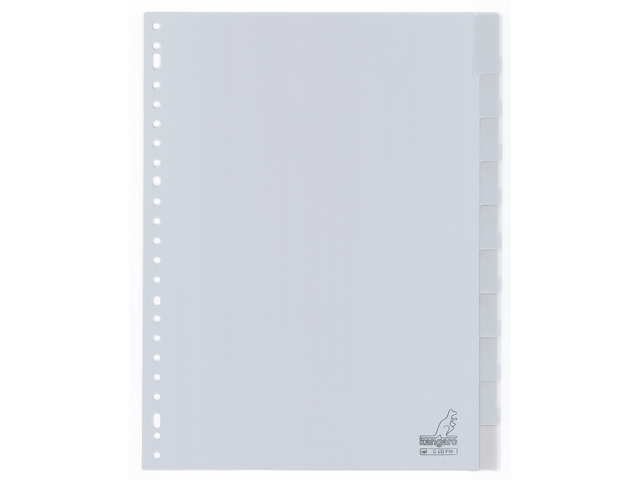 Tabblad Kangaro A4 venster PP 120 micron 23r. 10dlg grijs - G410FM