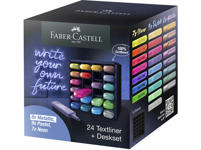 Tekstmarkers FC Deskset 24 kleuren, 7 neon, 9 pastel en 8