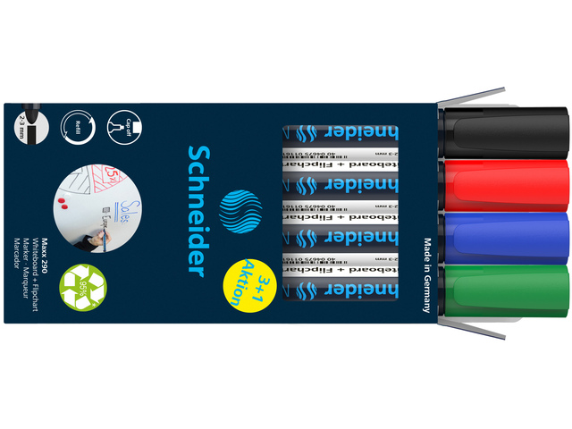 Boardmarker Schneider Maxx 290 assorti doos a 3+1 gratis