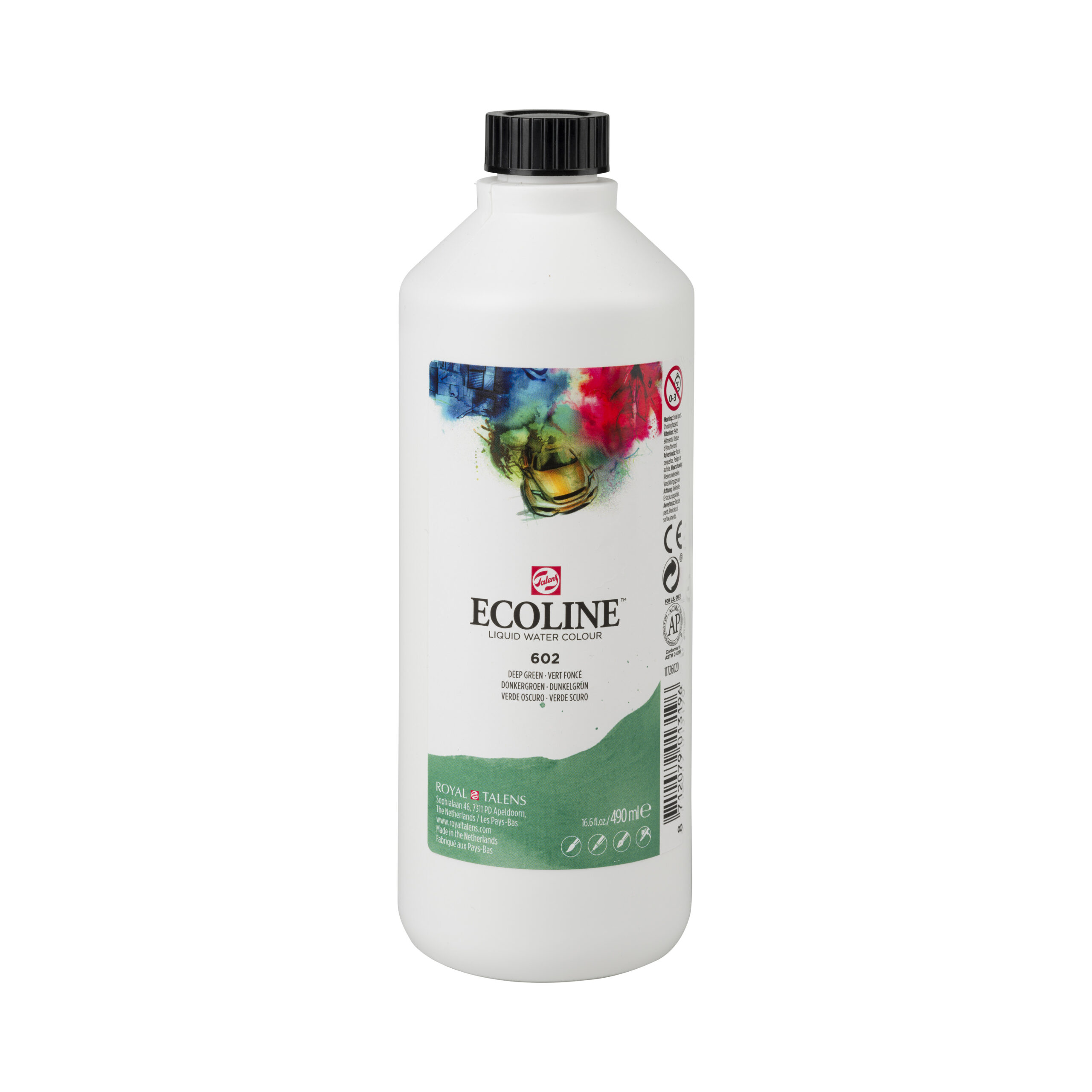 Ecoline Vloeibare Waterverf Fles 490 ml Donkergroen 602
