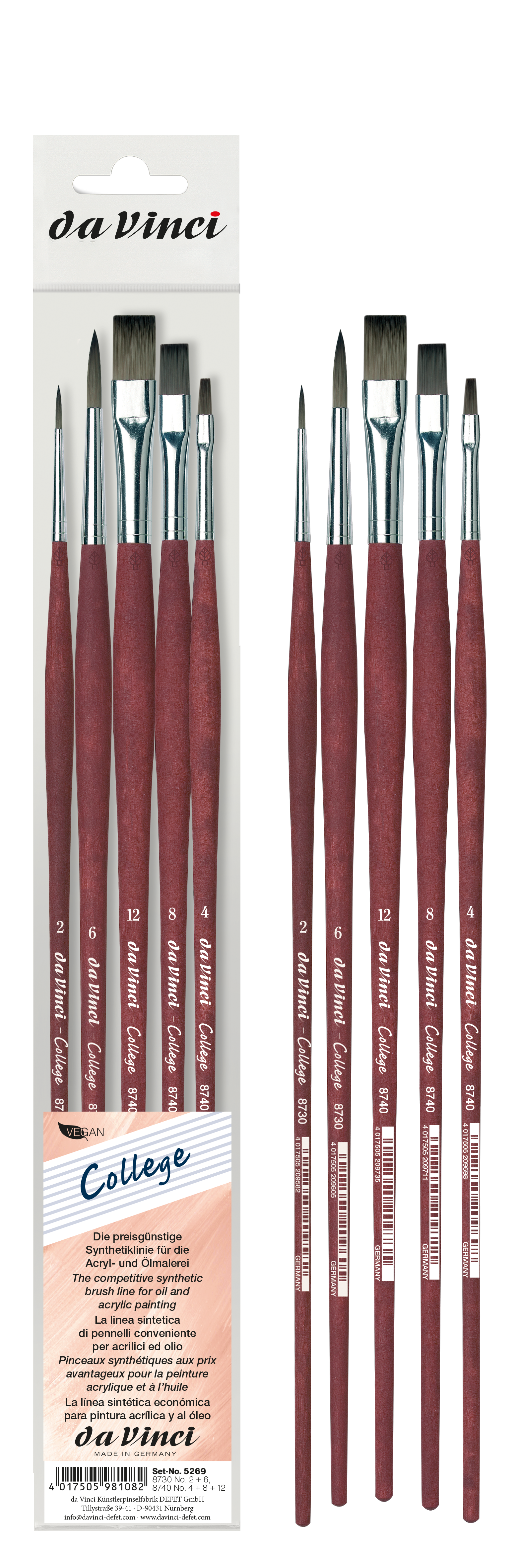 DA VINCI Acryl- en Olieverf Penseel Set 5269 2/4/6/8/12