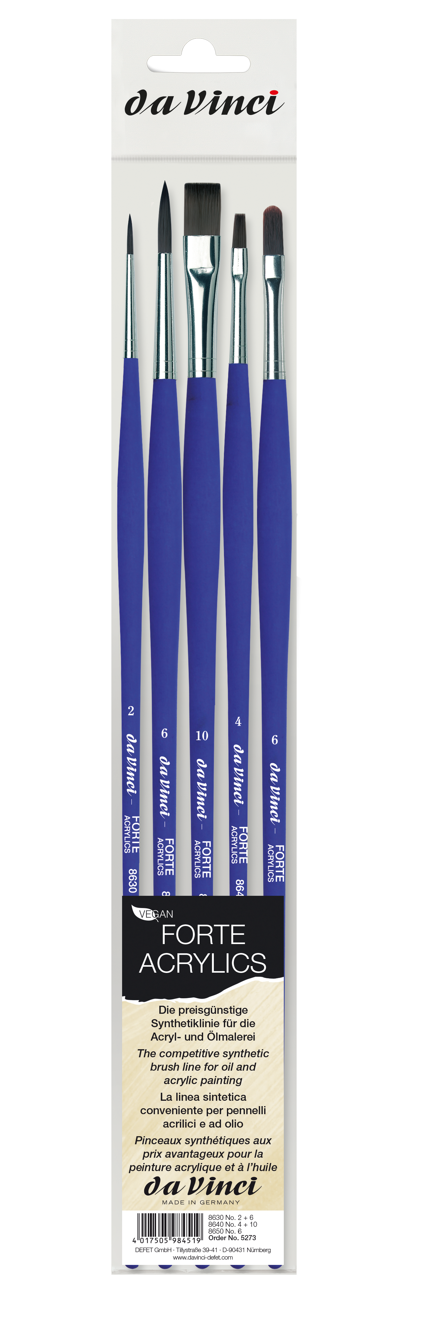 DA VINCI Forte Acrylics Penseel Set 5273 2/4/6/6/10