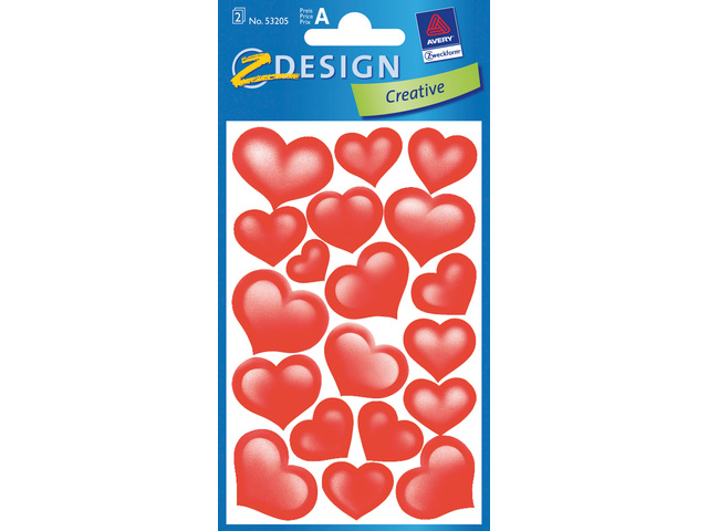 Papieretiket Z-design Creative pakje a 2 vel hartjes