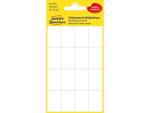 Etiket Zweckform 29x18mm wit blister a 96 etiketjes