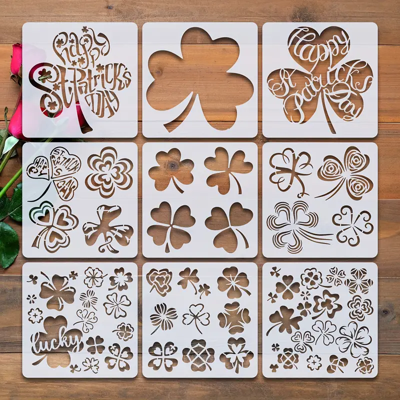 9 Stuks St. Patrick'S Day Shamrock Stencils