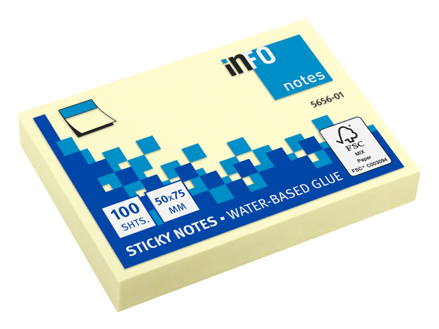 Info notes 50x75mm geel blok a 100 vel
