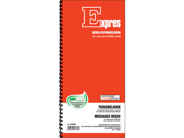 Terugbelboek Sigel Expres zelfkopierend met spiraal FSC