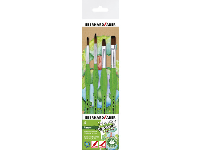 Penselenset EFA Green Winner4st. Rond/plat 4,6,8 en