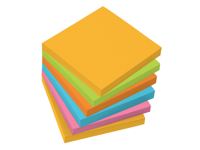 Notitieblaadjes Sigel 75x75mm assorti kleuren, 6 sets a 100