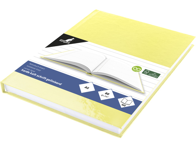 Schrift Kangaro A5 HC pastel geel lijn 80 vel 80 grams