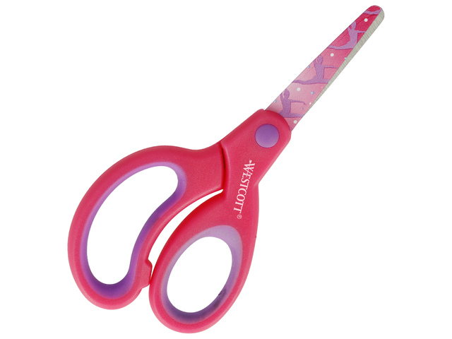 Schaar Westcott Kids 13cm softgrip ronde punt rood met