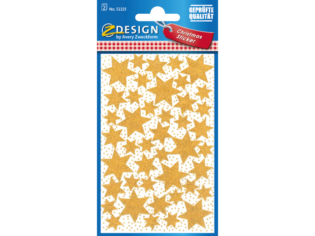 Etiket Z-design Christmas pakje a 2 vel gouden sterren - AV-52225
