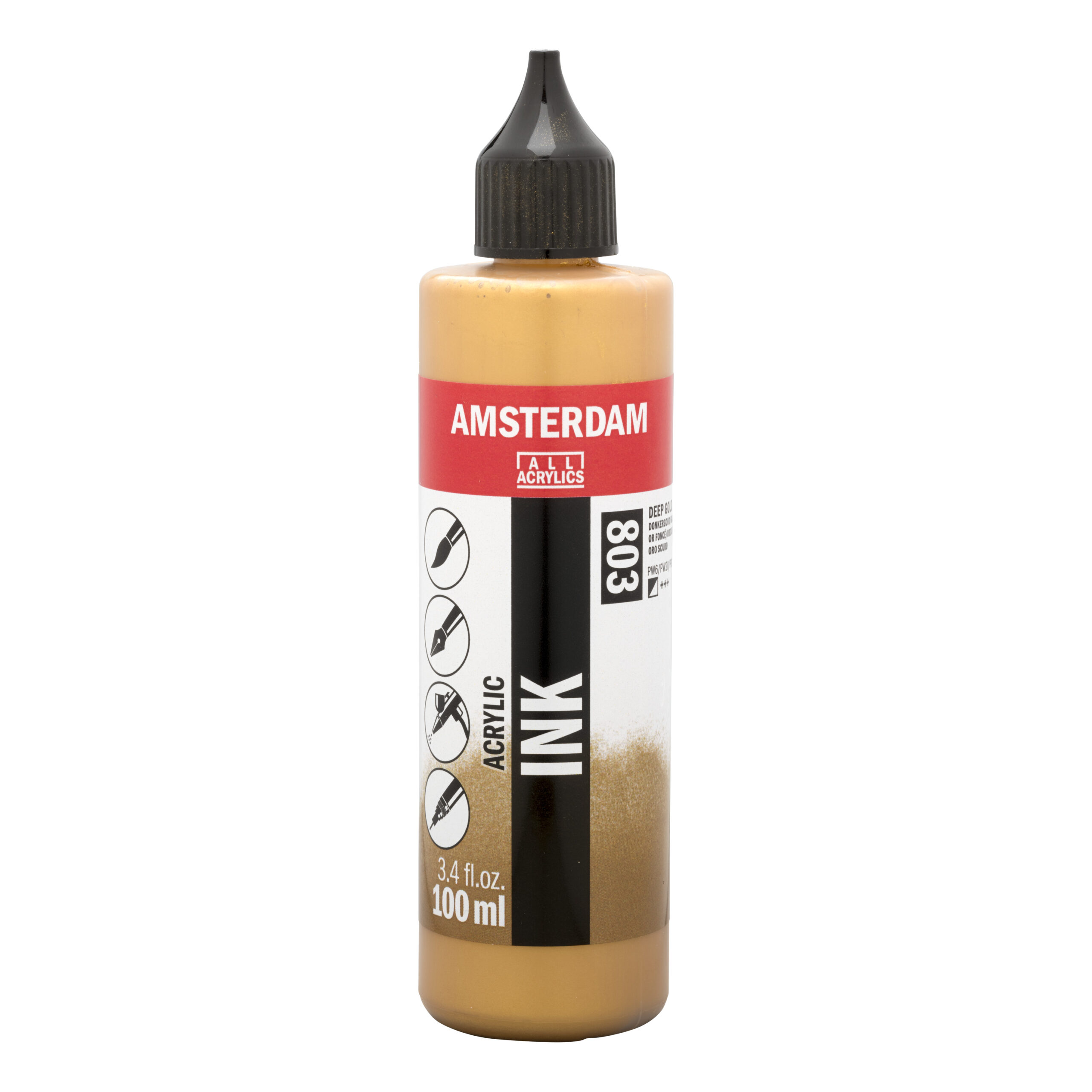 Amsterdam Acrylinkt Fles 100 ml Donkergoud 803