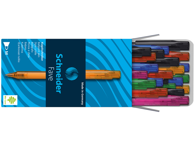 Balpen Schneider Fave M assorti kleuren schrijfkleur b
