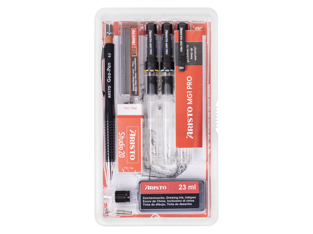 Tekenpen PRO Aristo Studio- set 8-delig 0.20-0.30-0.50mm