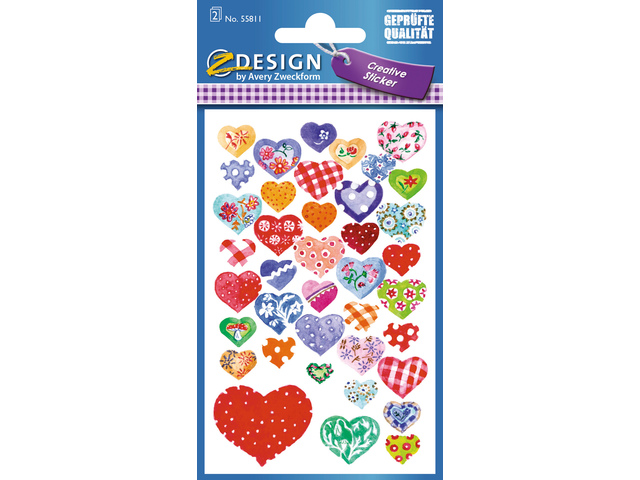 Papieretiket Z-design Creative pakje a 2 vel glimmende harten