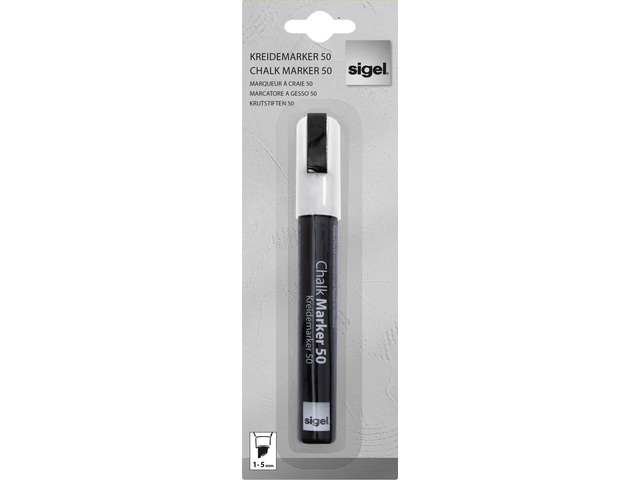 Krijtstift Sigel beitelpunt 1-5 mm wit 1stuk