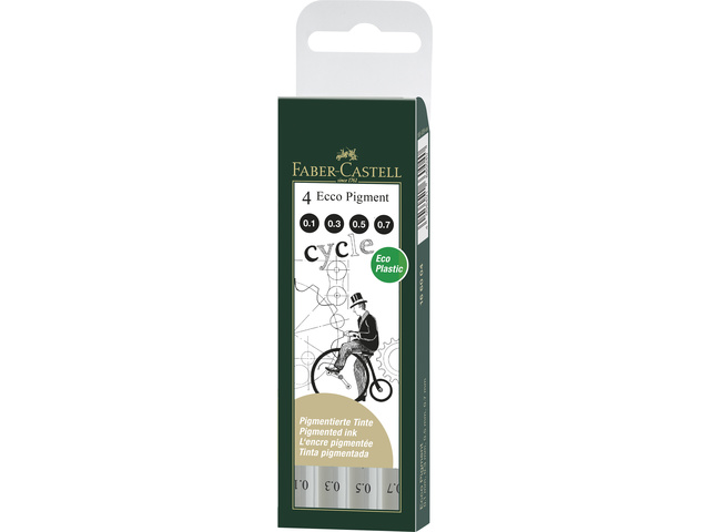 Tekenpen FC Ecco Pigment 4-delig etui zwart