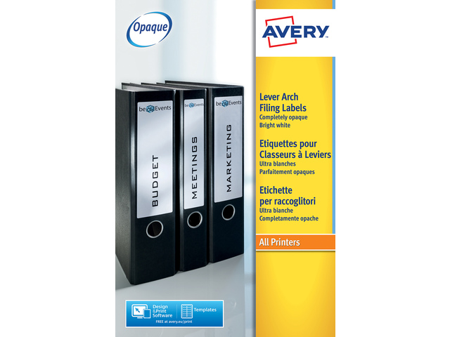 Ordnerruget. Avery 192x38mm doos 25 vel 7 et. per vel wit