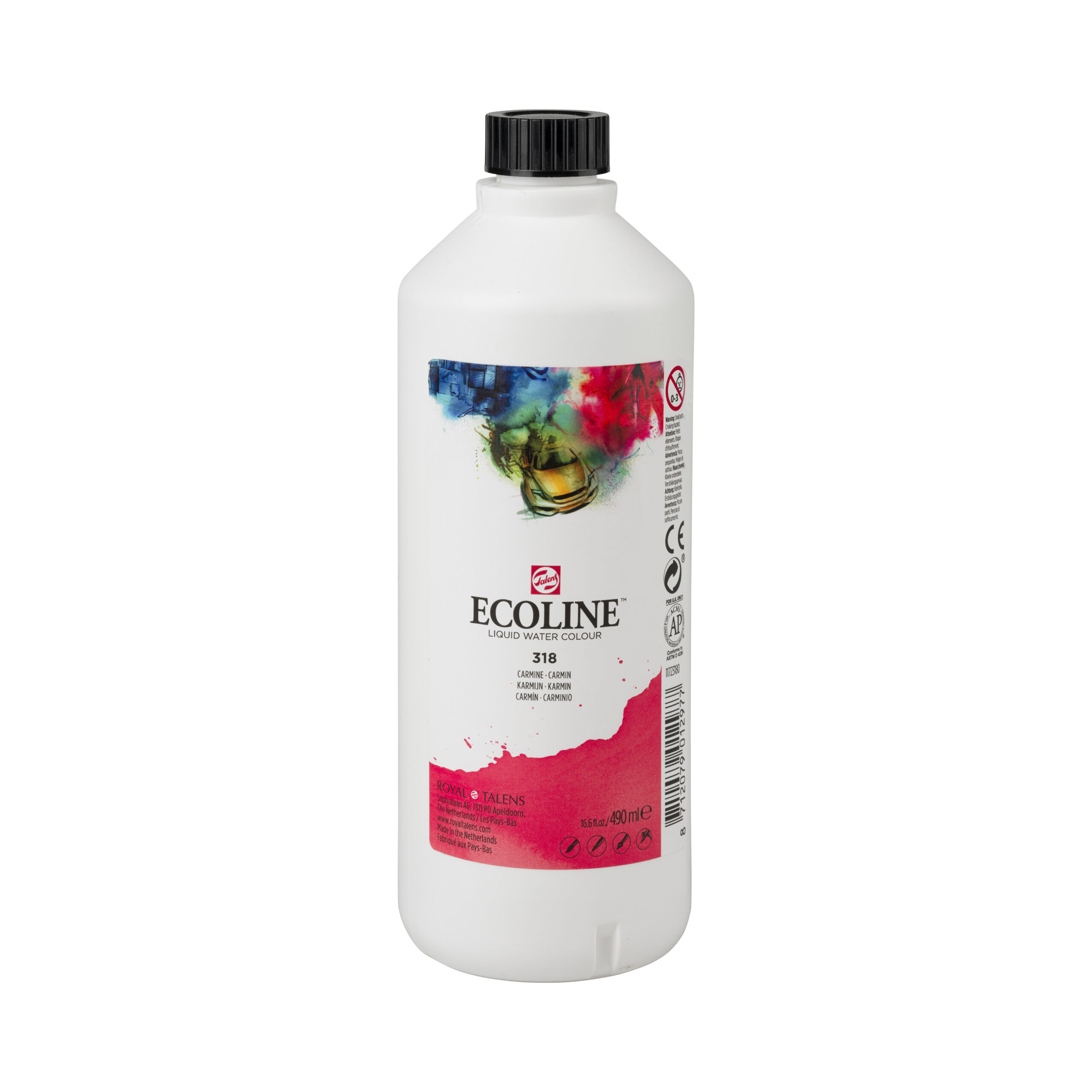Ecoline Vloeibare Waterverf Fles 490 ml Karmijn 318
