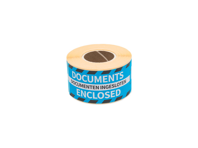 Gevaaretiket Raadhuis 46x125mm rol 250 stuks Documents encl.