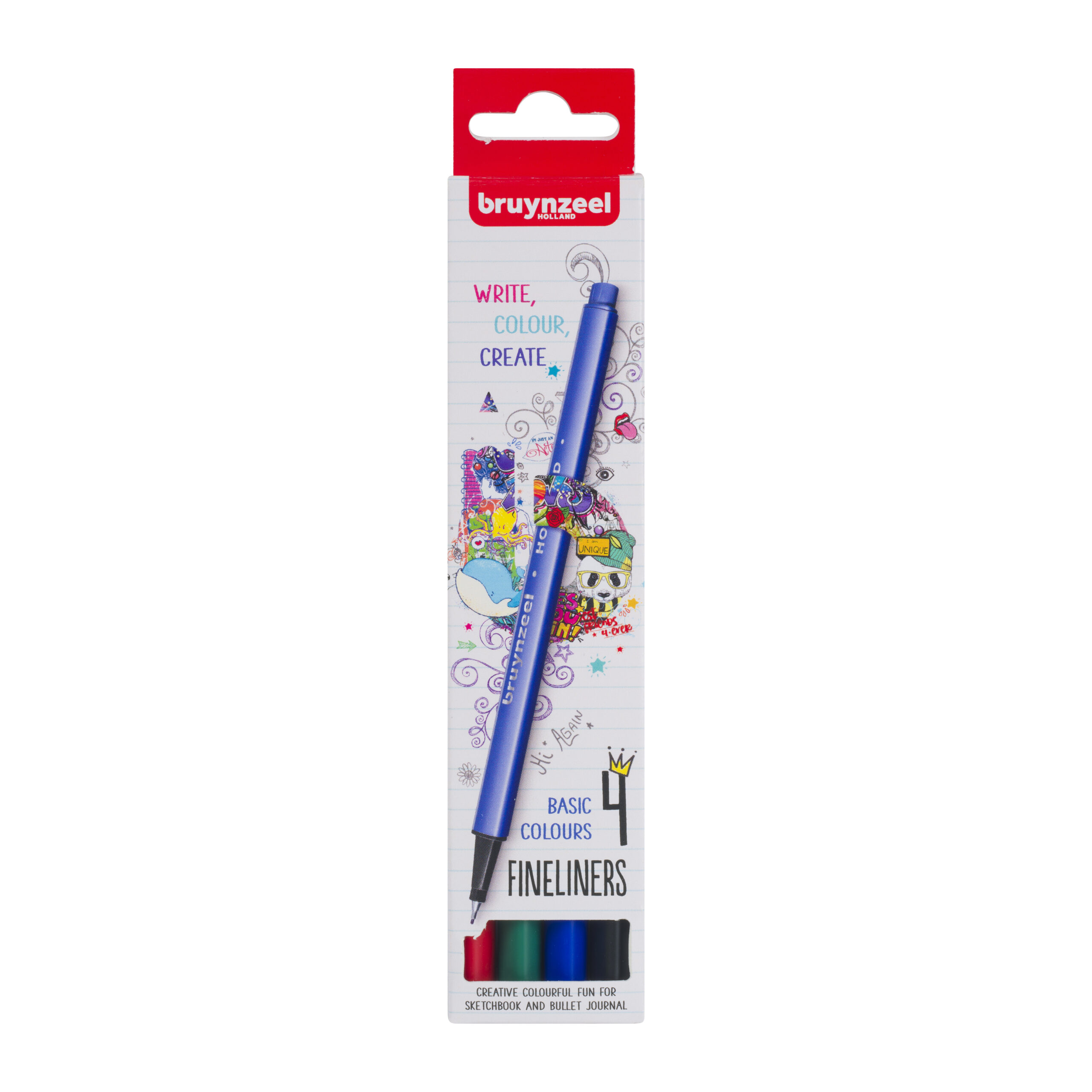 Bruynzeel Fineliner set 4 kleuren